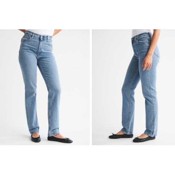 New NWT Abercrombie & Fitch The 90's Straight Ultra High Rise Size 34 18 Long - Picture 2 of 10